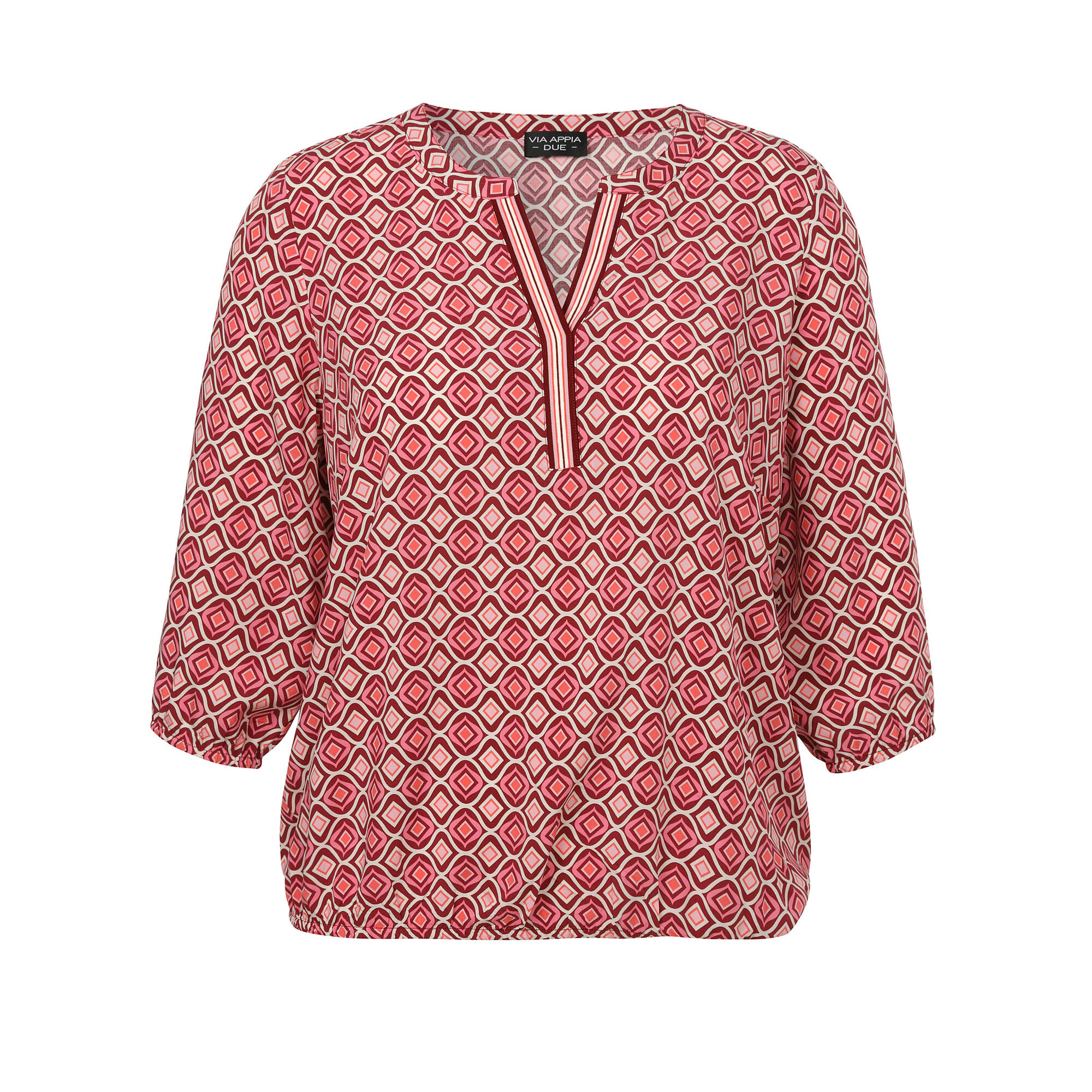 Fließende Viskose-Print-Bluse mit Gummizugsaum Fließende Viskose-Print-Bluse mit Gummizugsaum