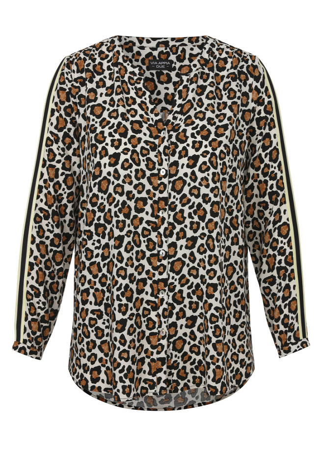 Edel fließende Viskose-Bluse Leo-Print / 