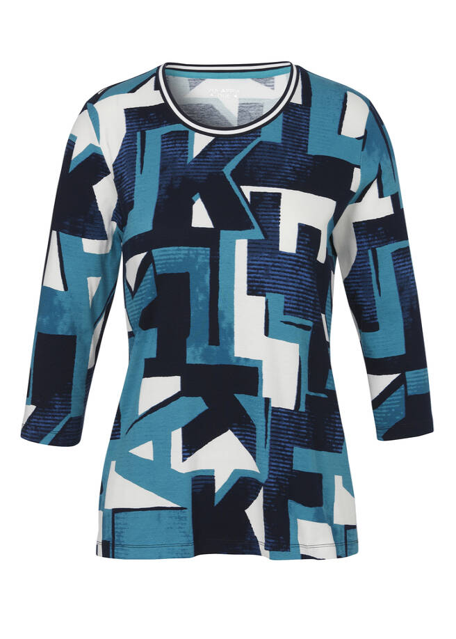 3/4-Arm Shirt mit grafischem Print smaragd multicolor Frontansicht