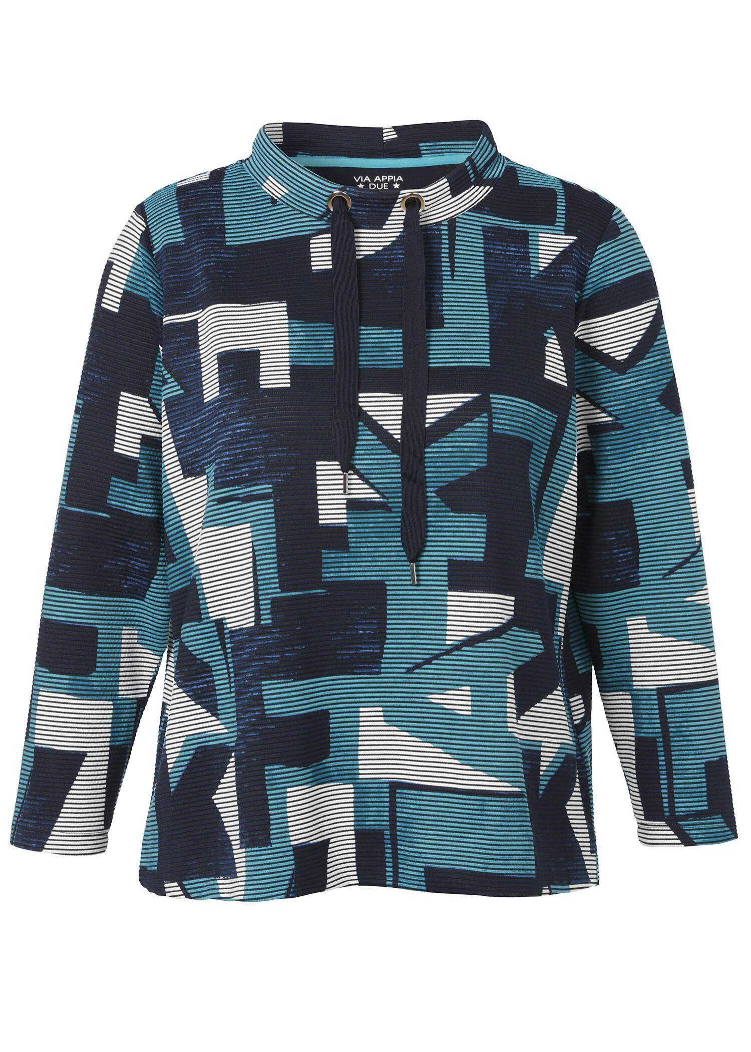 Geripptes Sweatshirt mit Allover-Print / 