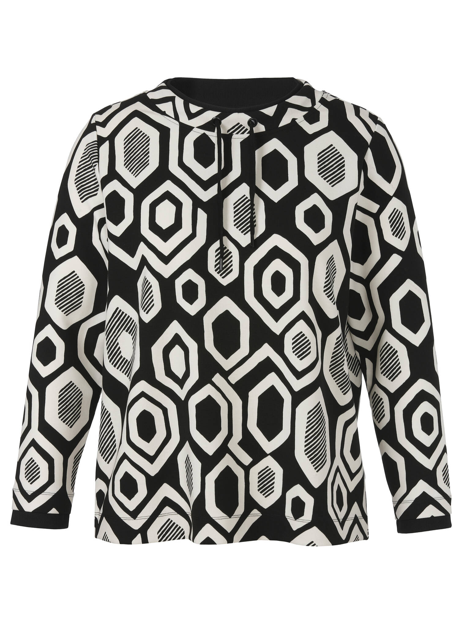 Stehkragen-Sweatshirt Creme / Schwarz / 