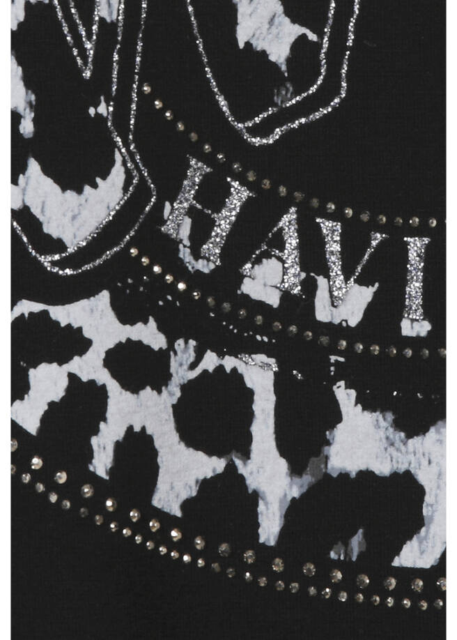 Schwarzes Shirt mit Leo-Details /