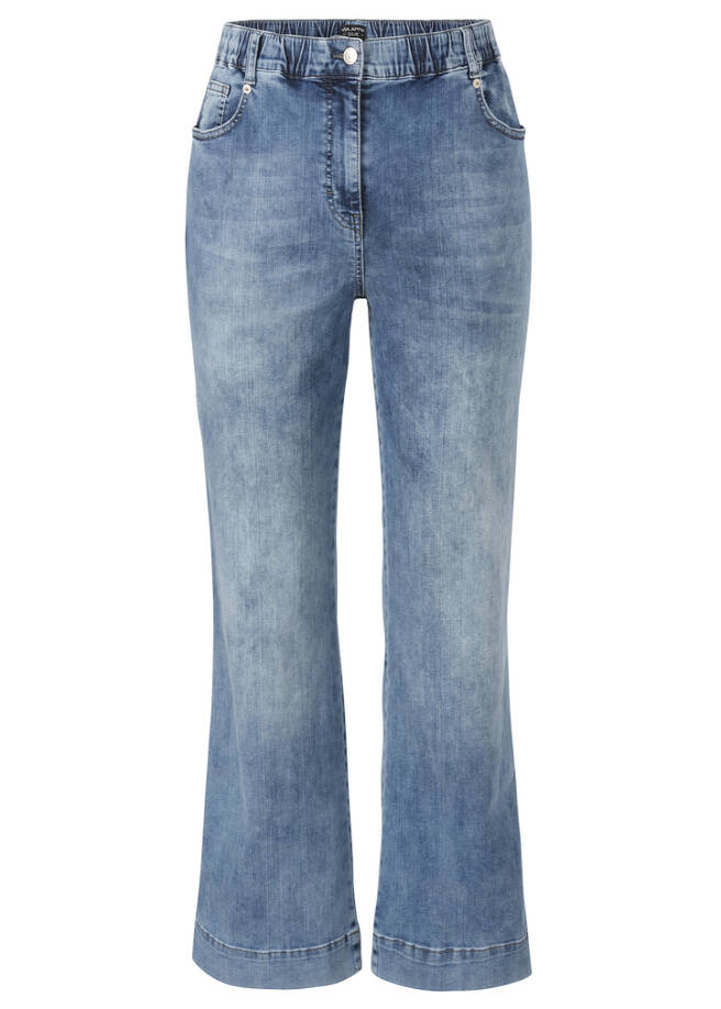 Flared Jeans Hellblau Used-Look jeans hellblau Frontansicht