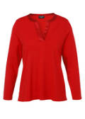 Langarm-Jersey-Shirt mit Satin-Ausschnitt /