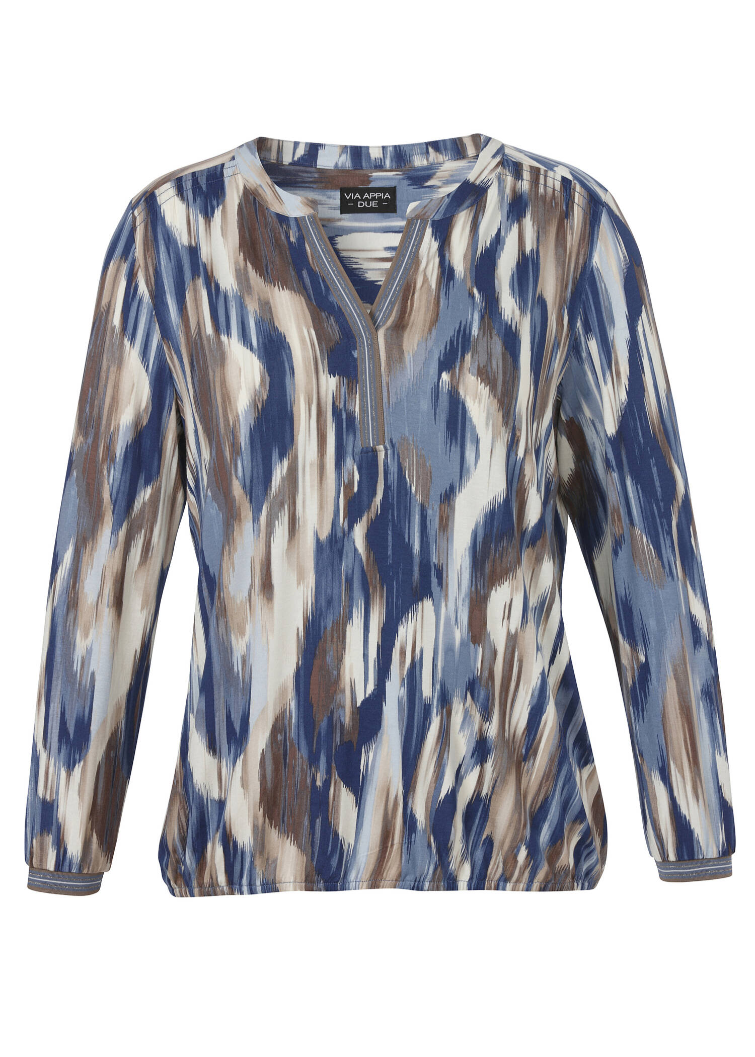 Print-Shirt Langarm mit Gummizugsaum / 