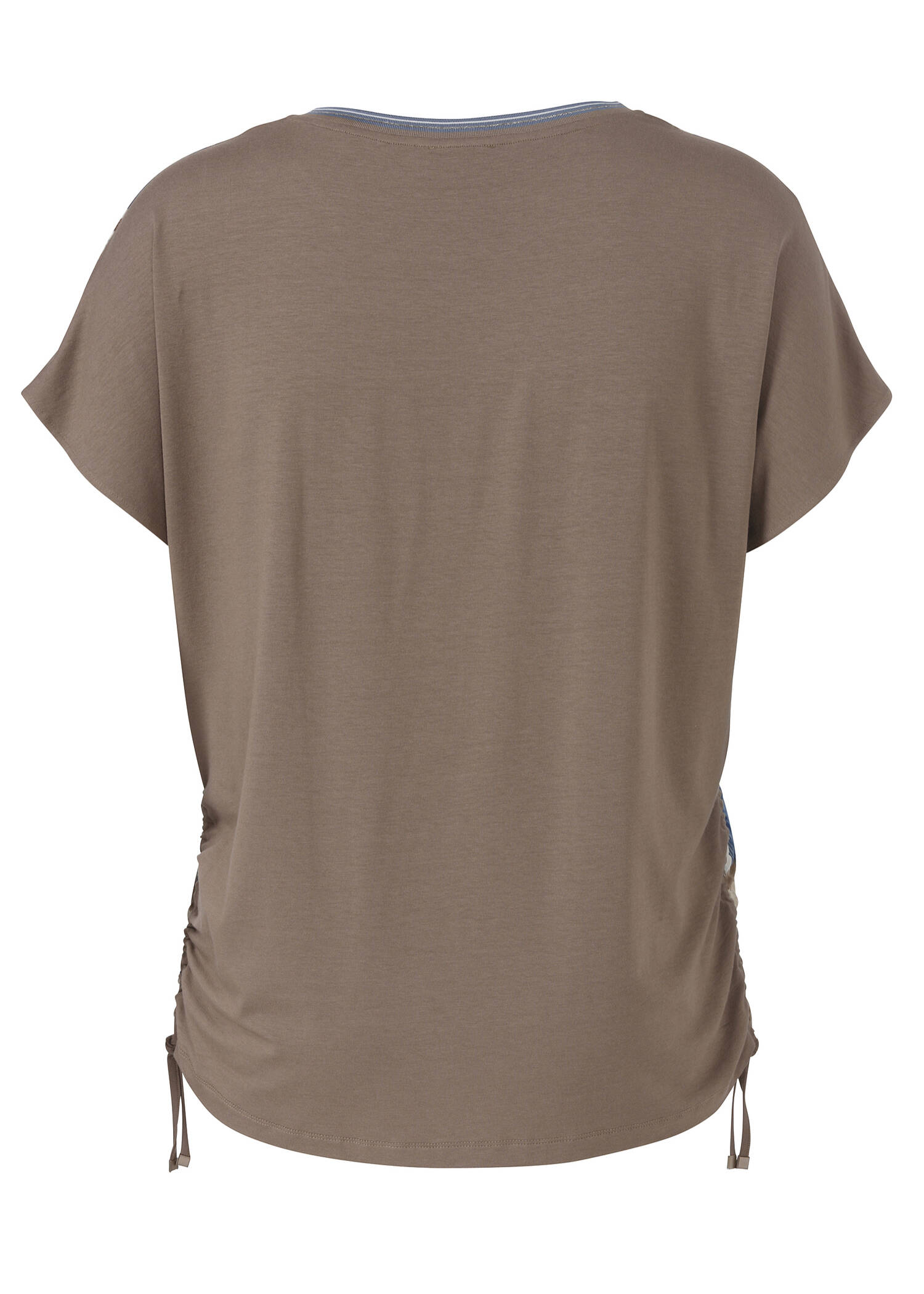 Blusenshirt mit mokkafarbigen Jerseyrücken /