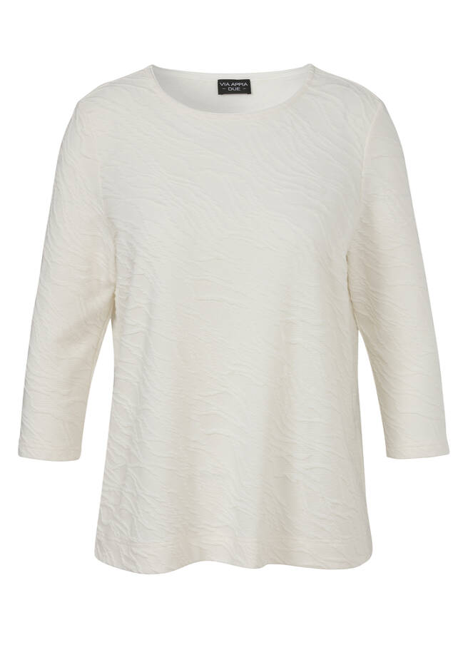 3/4-Arm Shirt mit Strukturmuster creme Frontansicht
