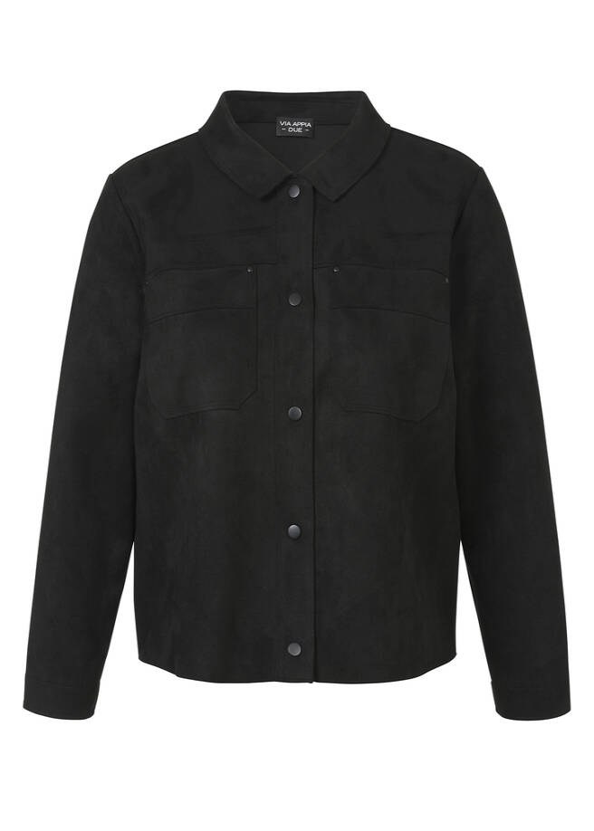 Jacke in Velours-Leder-Optik schwarz Frontansicht