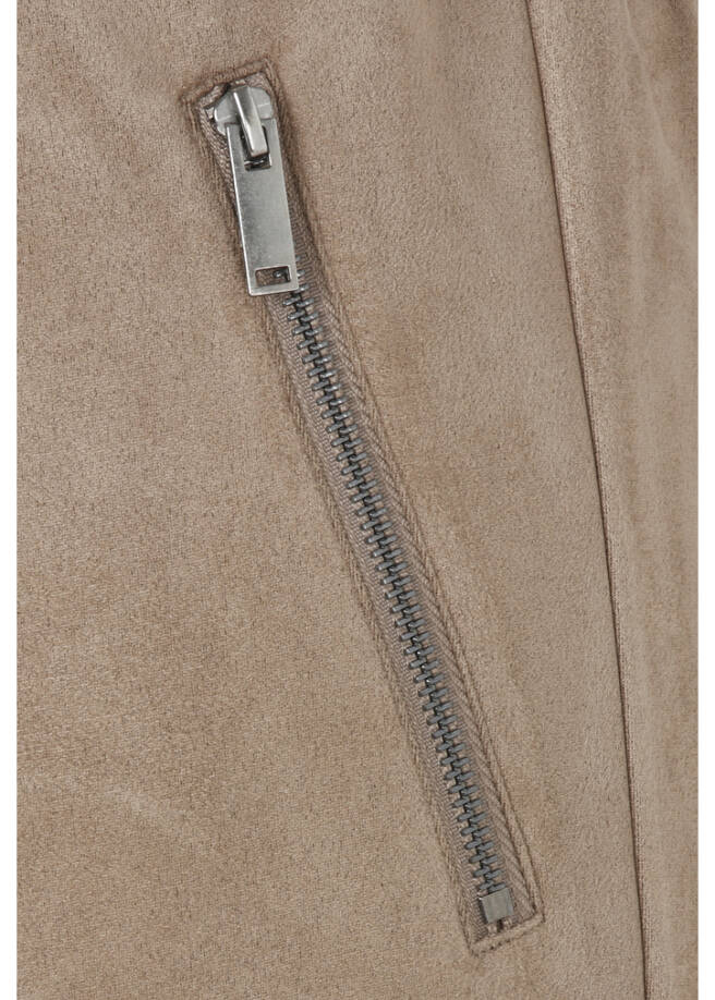 Knöchellange Velours-Schlupfhose Mokka mit geraden Beinen /