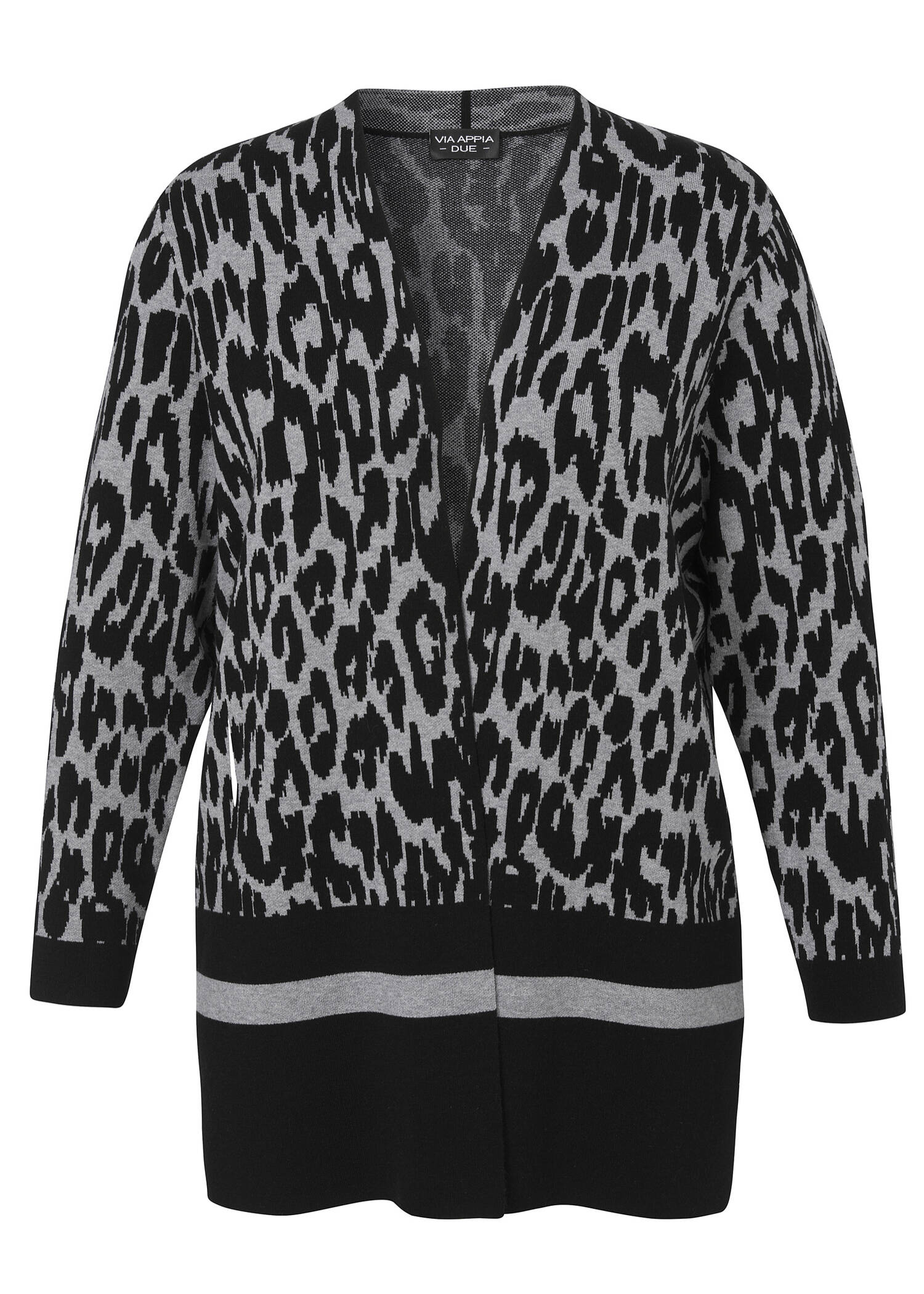 Offene Strickjacke mit Leo-Muster / 