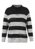 Gestreifter Feinstrick-Pullover Schwarz/ Grau Melange / 