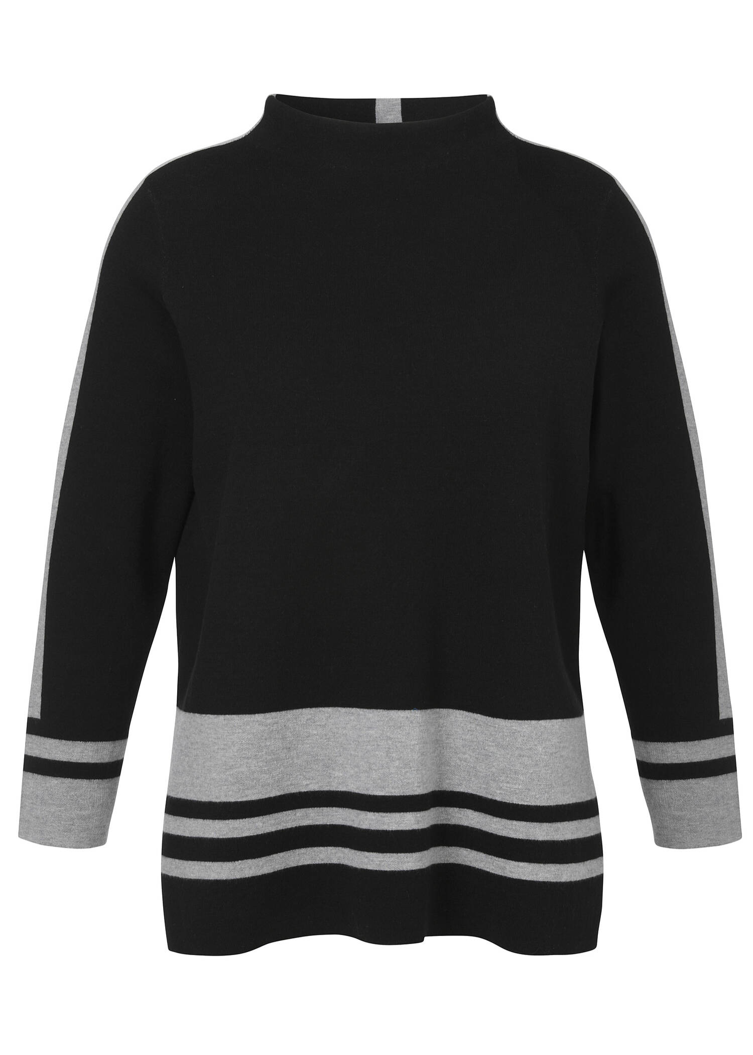 Weicher Feinstrick-Pullover Bicolor mit Kelchkragen / 