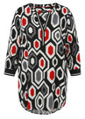 3/4-Arm Viskose Tunika mit Allover-Print / 