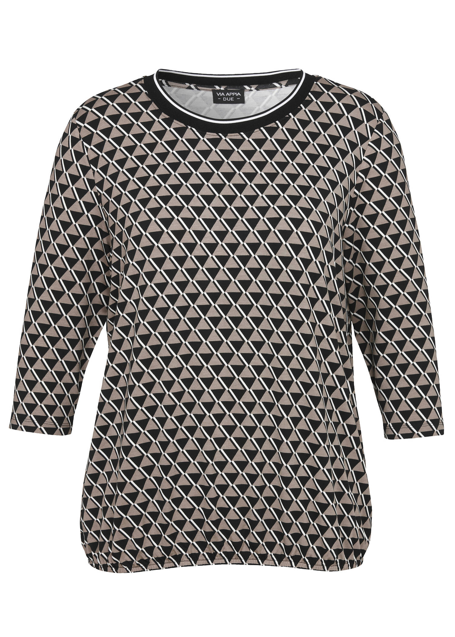 Edles 3/4-Arm Print Shirt mit Gummizug-Saum / 