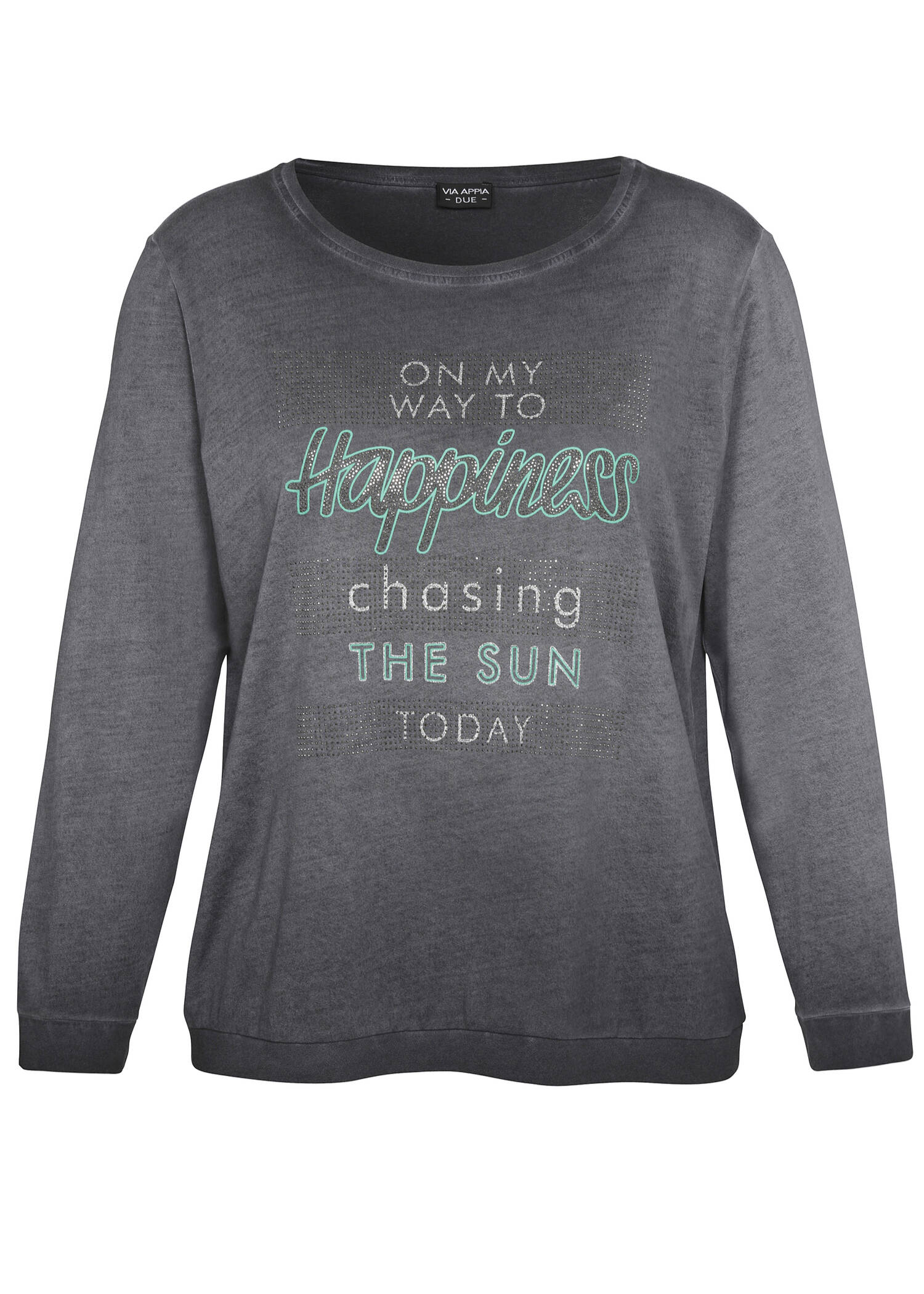 Supersoftes Langarmshirt mit geschmücktem Slogan / 