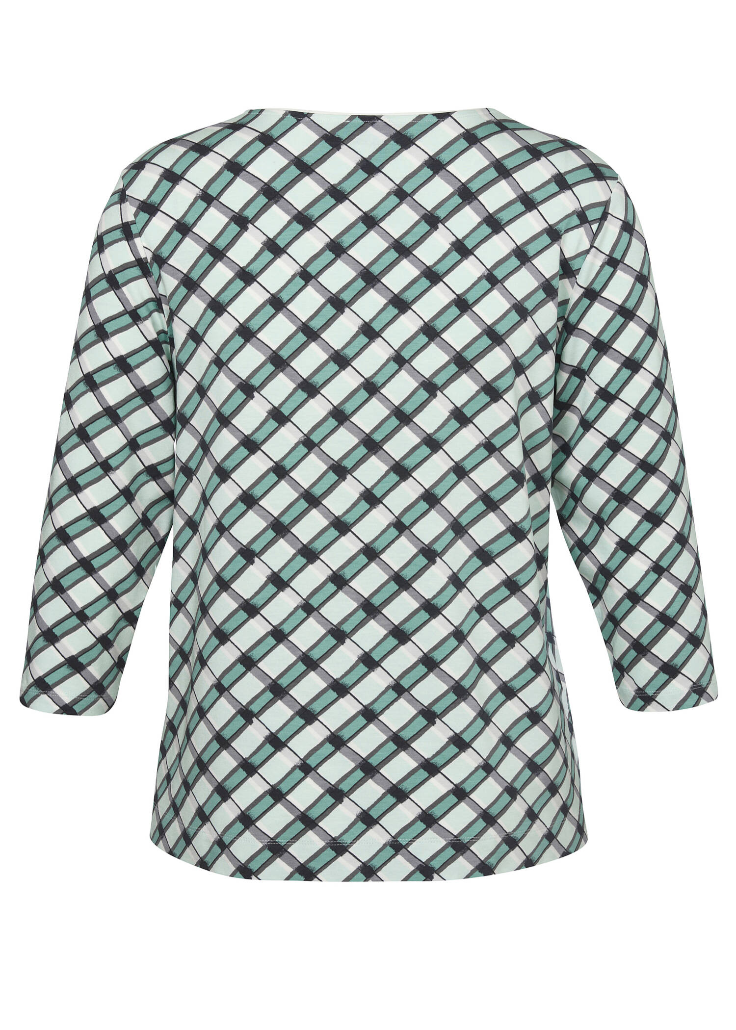 3/4-Arm Jersey Shirt Karomuster / 