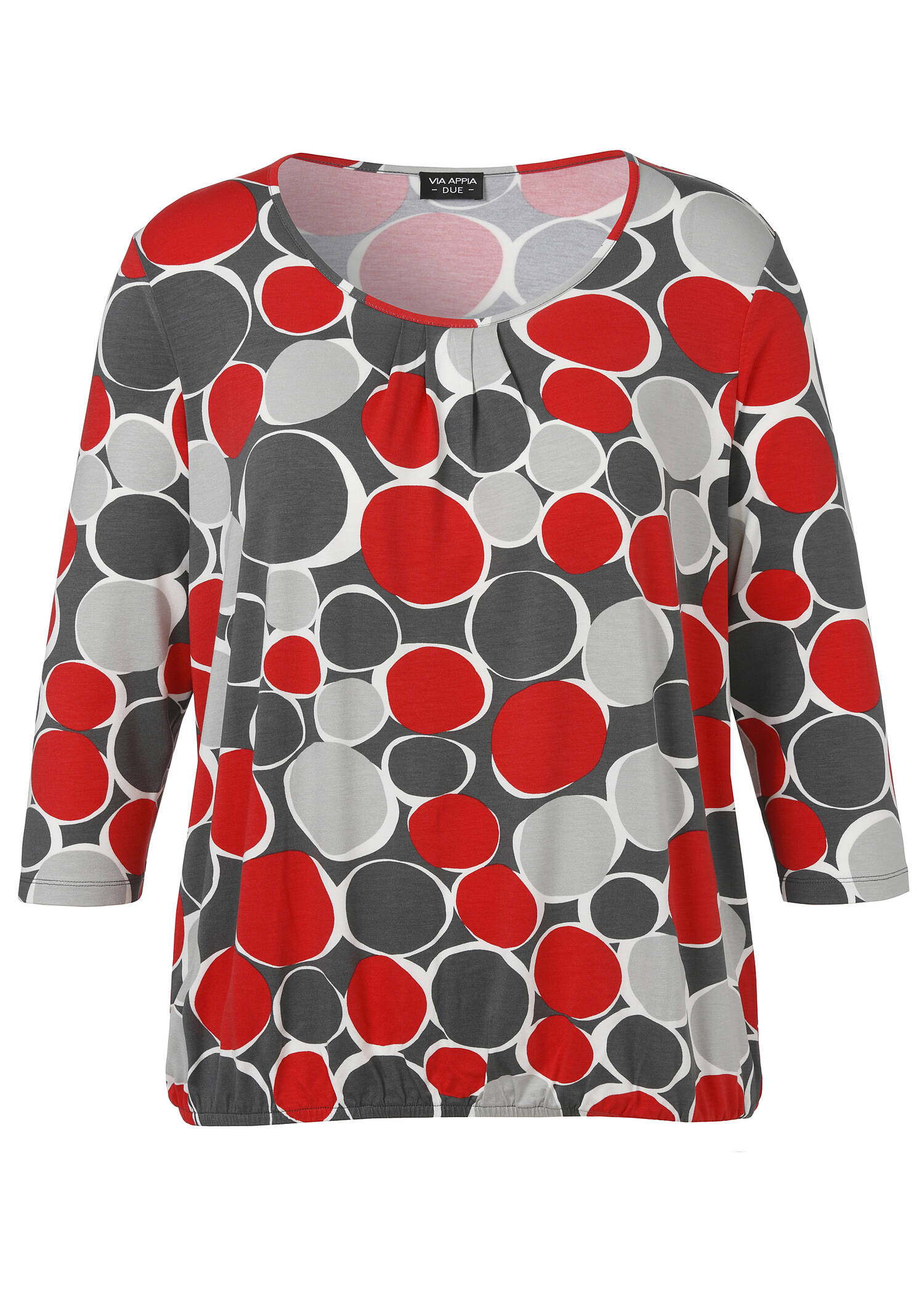 3/4-Arm Print-Shirt mit Gummizugsaum / 