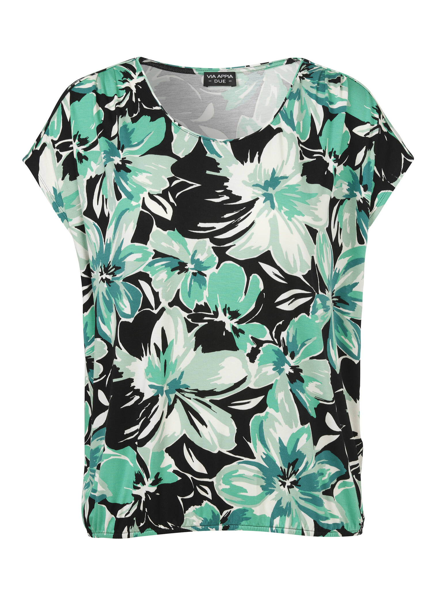 Florales Print-Shirt mit Gummizug-Bund / 