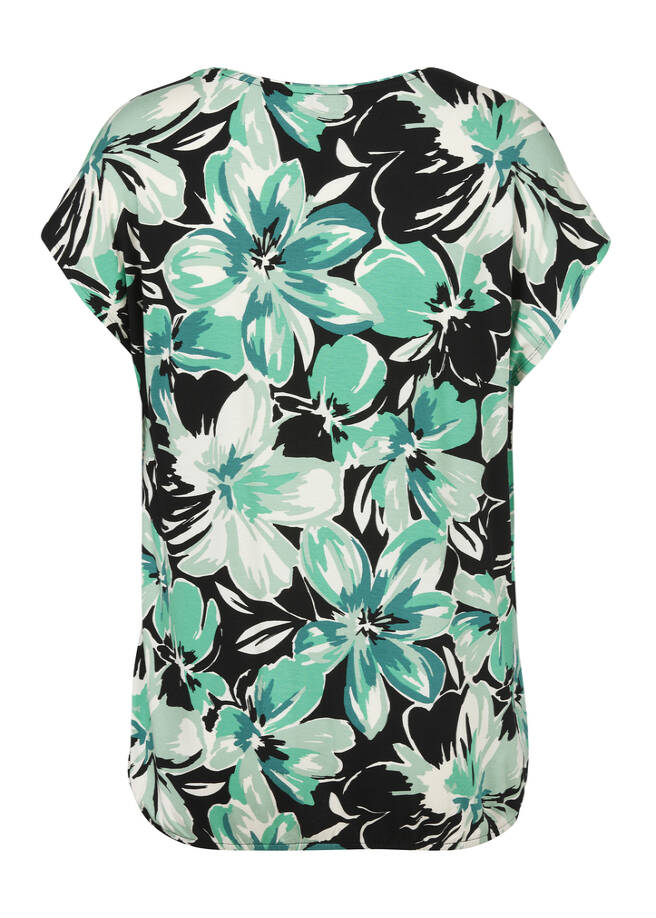 Florales Print-Shirt mit Gummizug-Bund / 