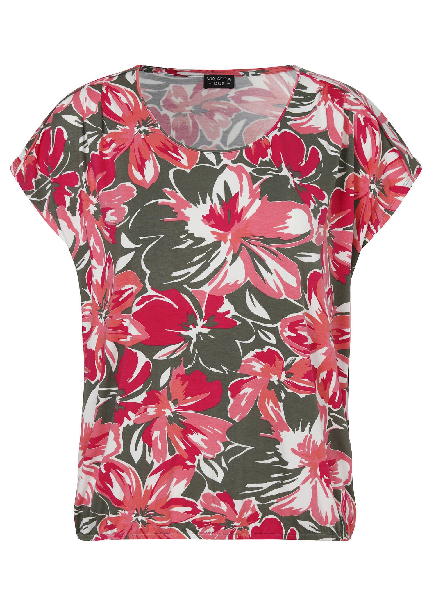Florales Print-Shirt mit Gummizug-Bund /