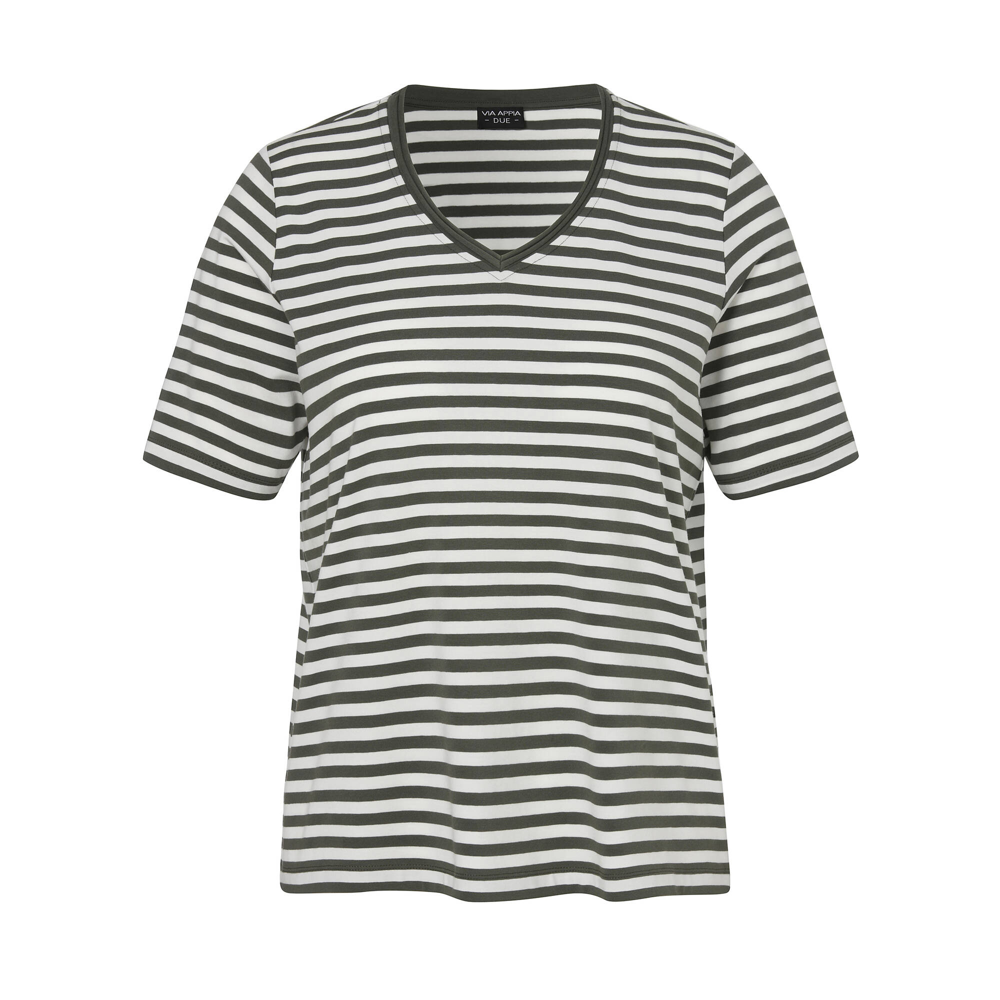 Softes Ringel-T-Shirt mit V-Ausschnitt