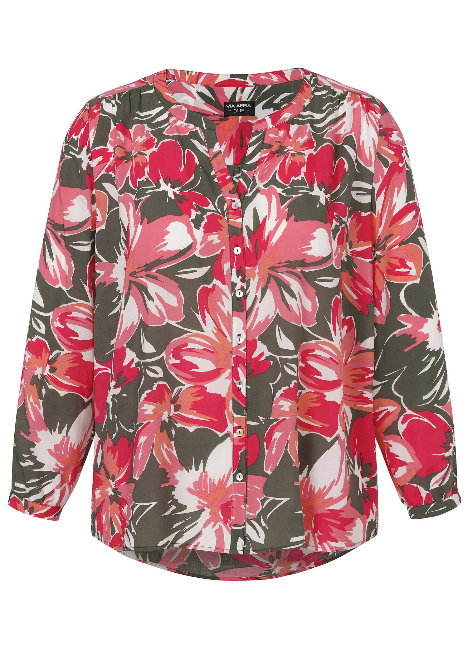 Fließende Viskosebluse mit floralem Allover-Print /