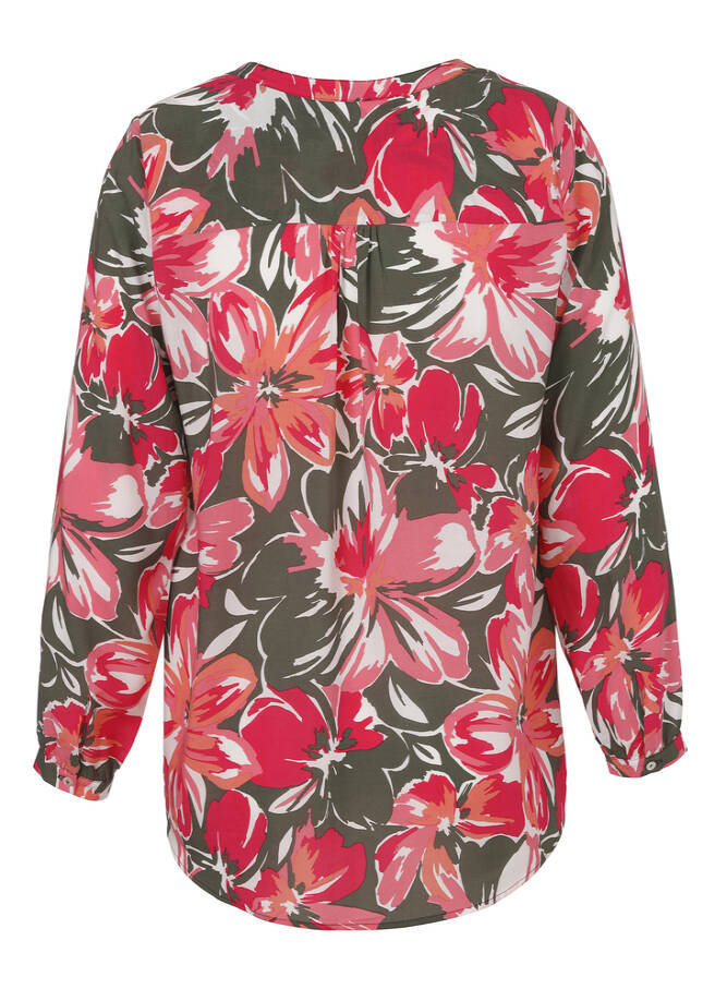 Fließende Viskosebluse mit floralem Allover-Print / 