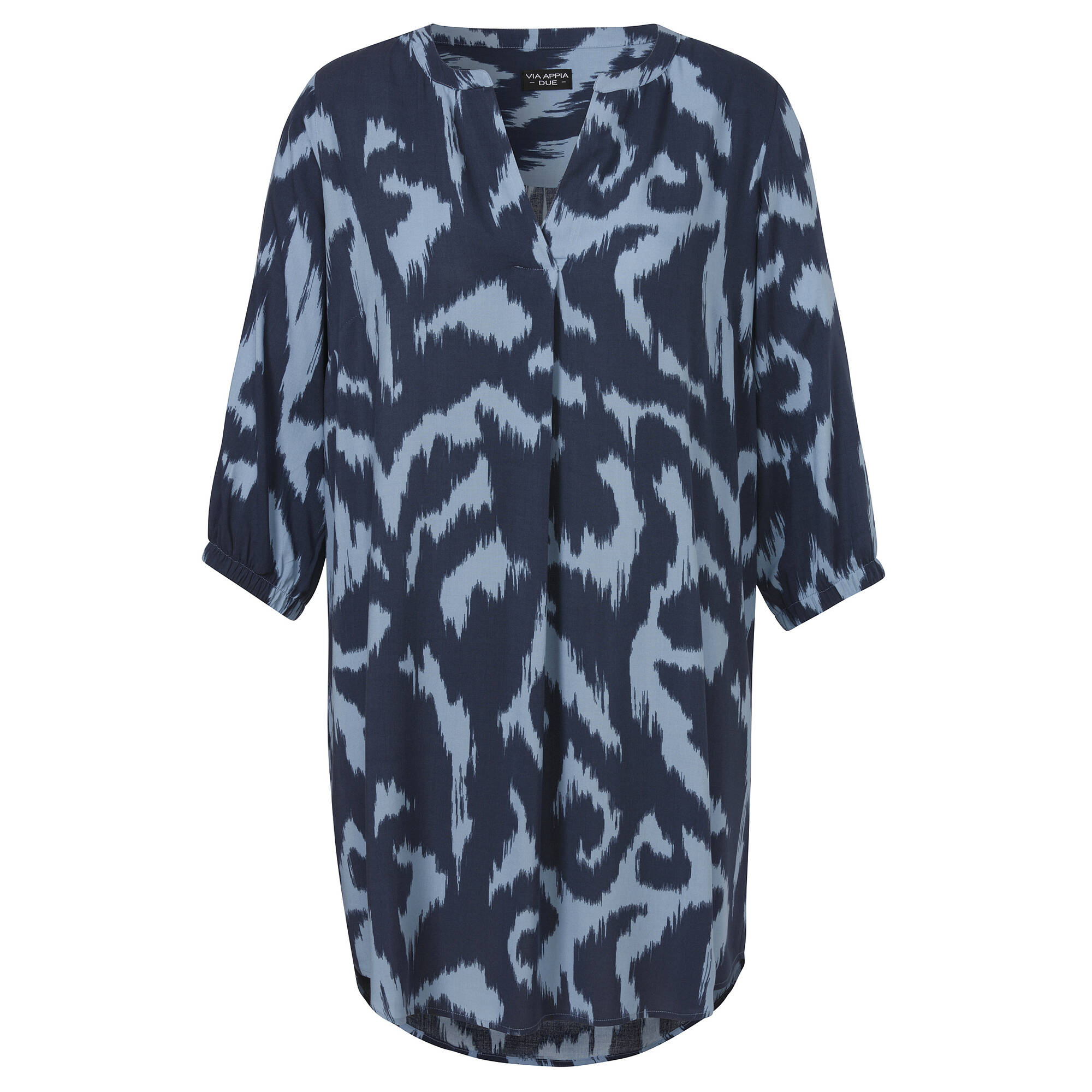 Lange 3/4-Arm Viskose-Tunika mit Allover-Print