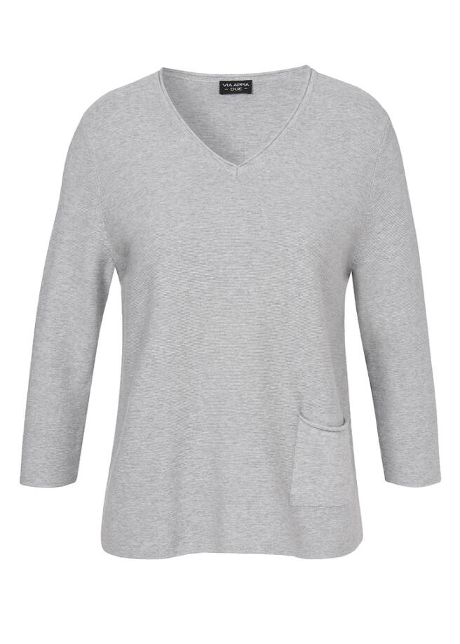 Feinstrick 3/4-Arm Pullover aus softer Baumwolle / 