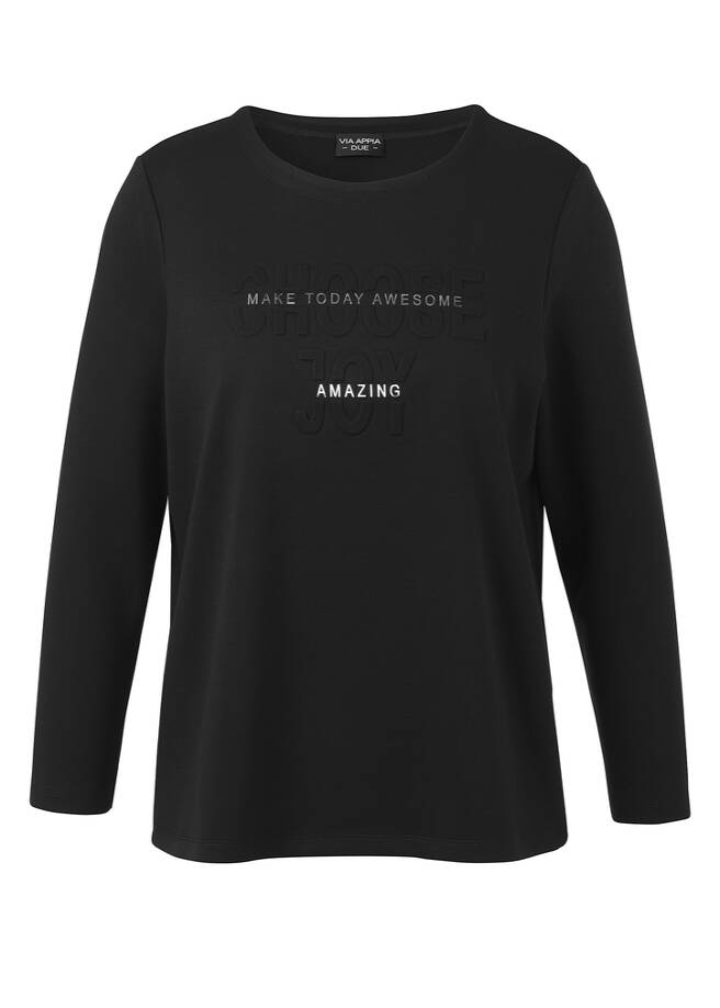 Kombistarkes Sweatshirt mit Statement-Motiv schwarz Frontansicht
