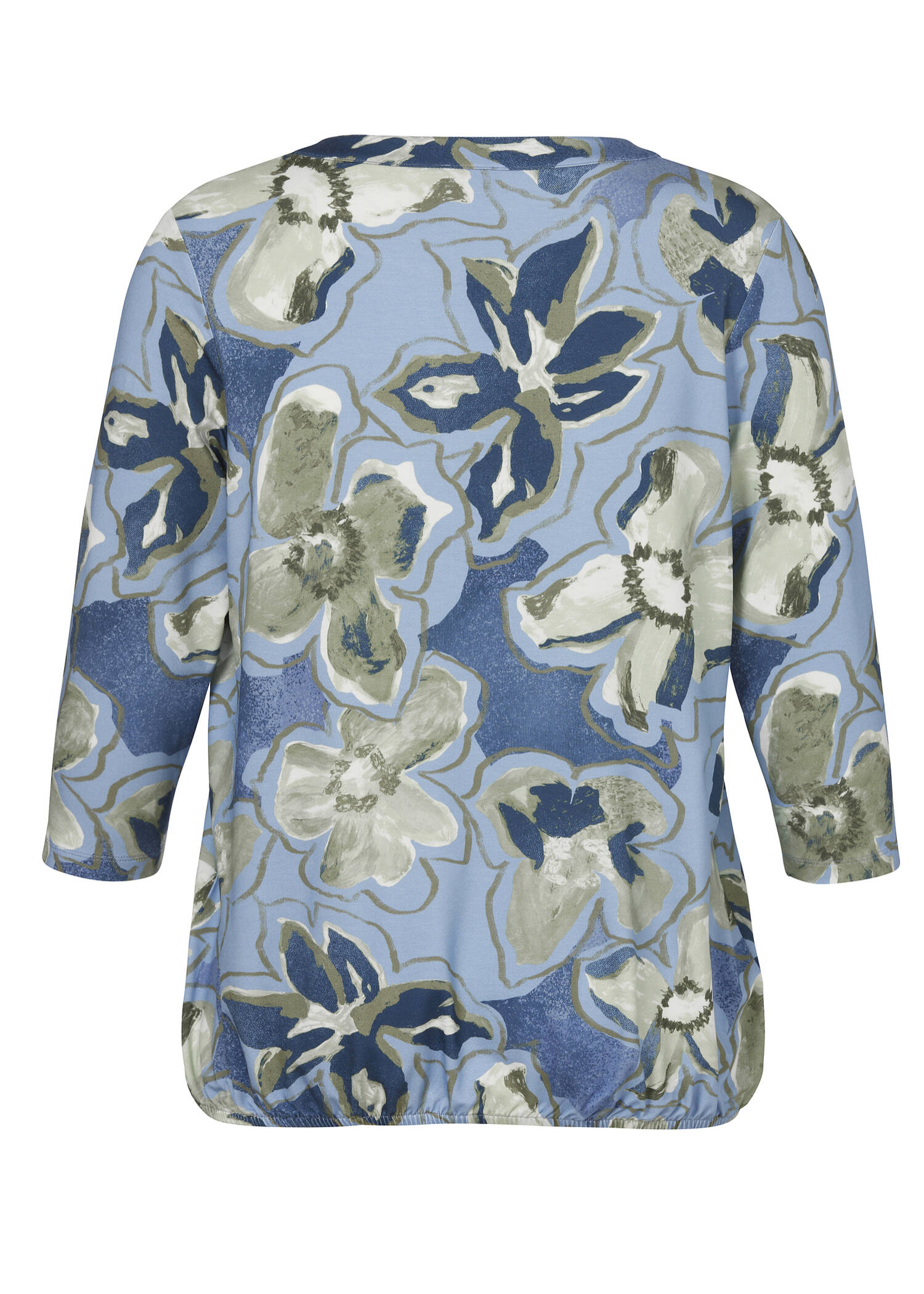 Viskose Jersey Print Shirt mit Gummizugsaum / 