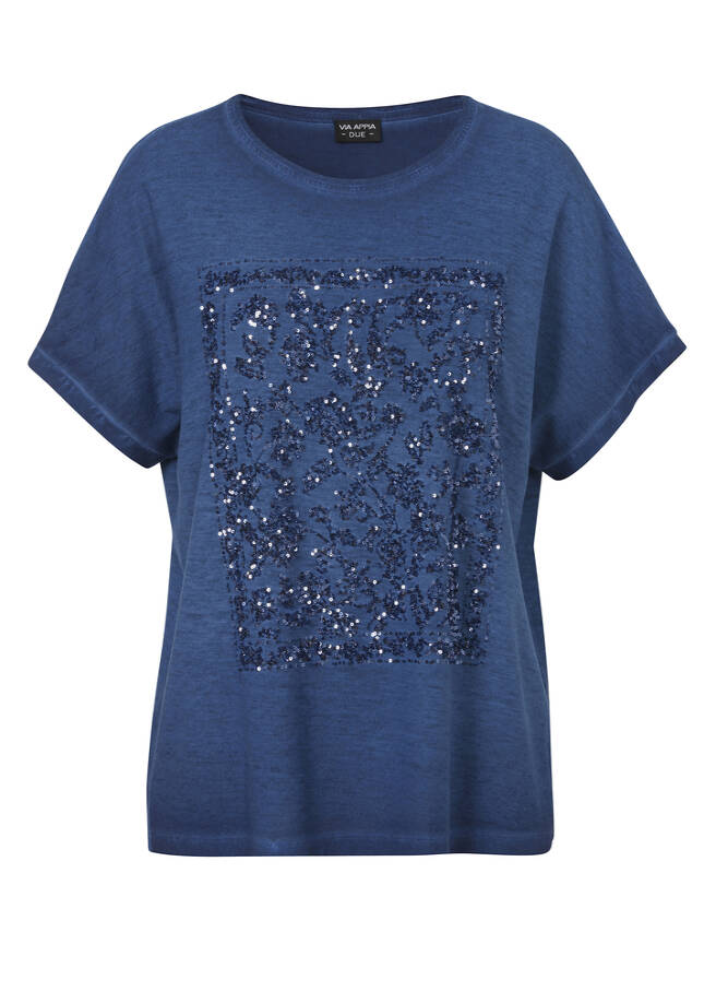 Stückgefärbtes Shirt mit Pailletten-Muster tinte multicolor Frontansicht