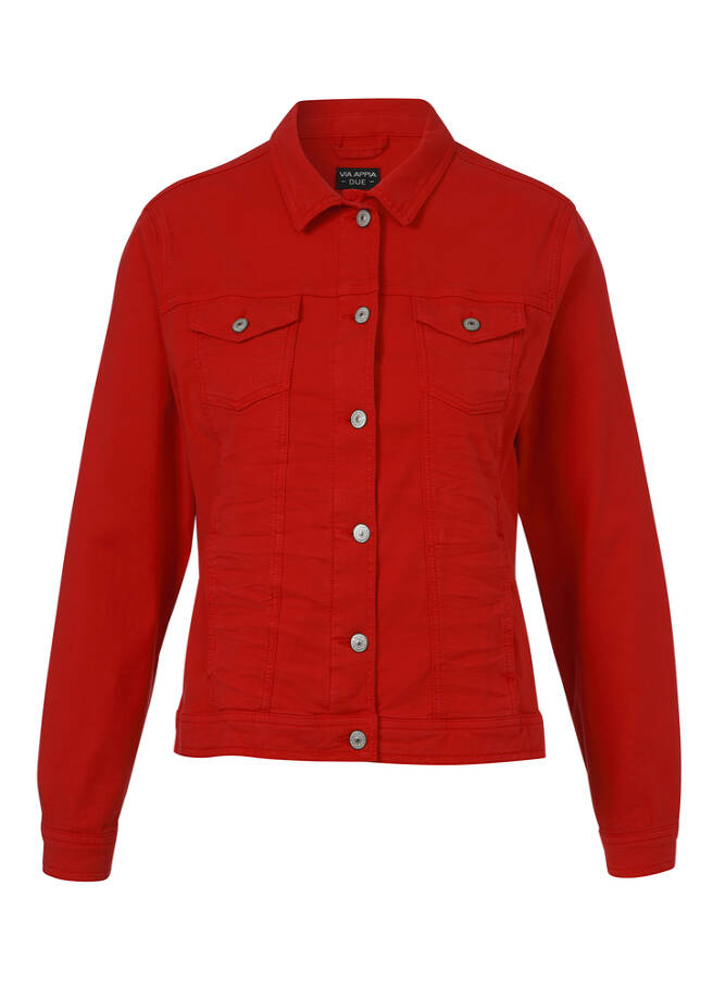 Colour Jeansjacke mit modischem Crash-Effekt rot Frontansicht