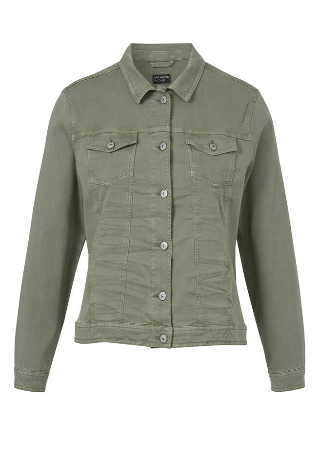 Colour Jeansjacke mit modischem Crash-Effekt salbei Frontansicht