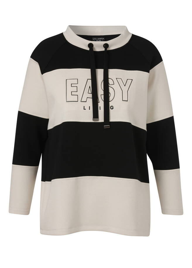 Bicolor Sweatshirt mit Slogan schwarz / vanille Frontansicht