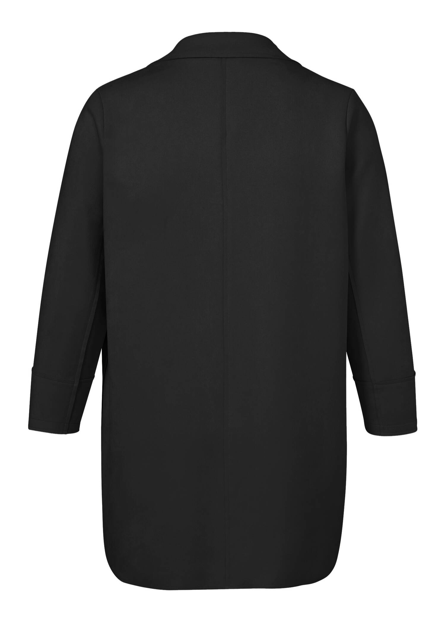 Schwarzer Revers-Mantel in Veloursleder-Optik / 