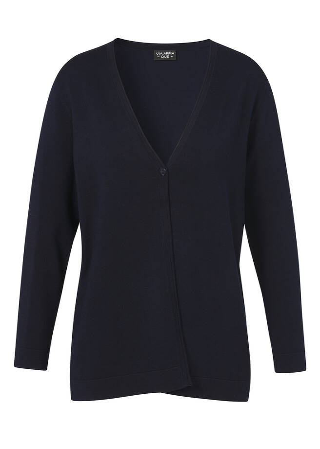 Leichte Feinstrickjacke Dunkelblau marine Frontansicht