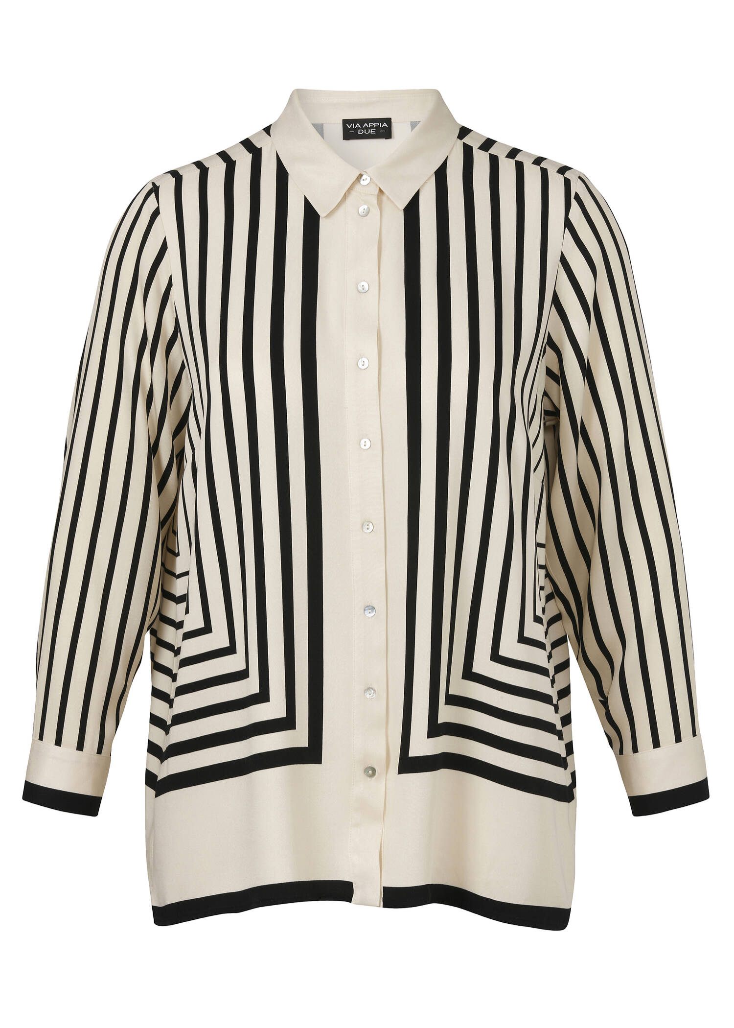 Chice Viskose Hemdbluse mit Print Schwarz / Vanille / 