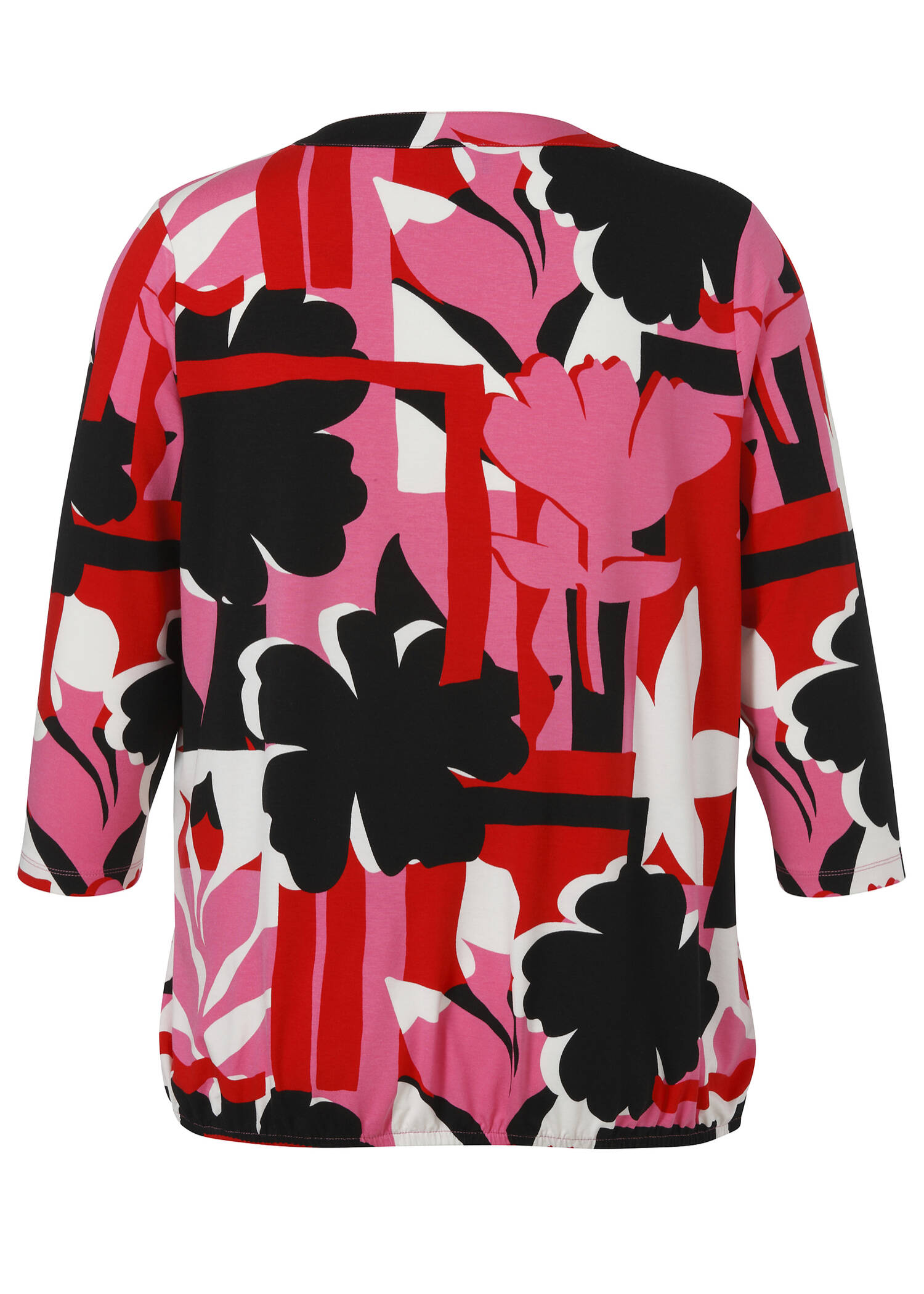 3/4-Arm Print-Shirt mit Gummizug-Saum / 