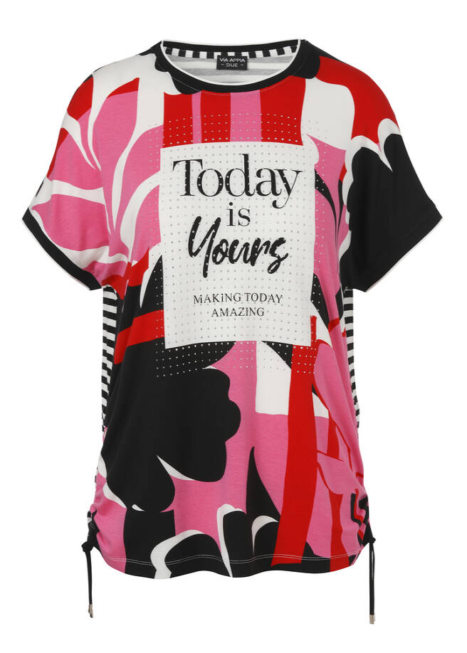 Jersey Shirt mit Mustermix schwarz multicolor Frontansicht