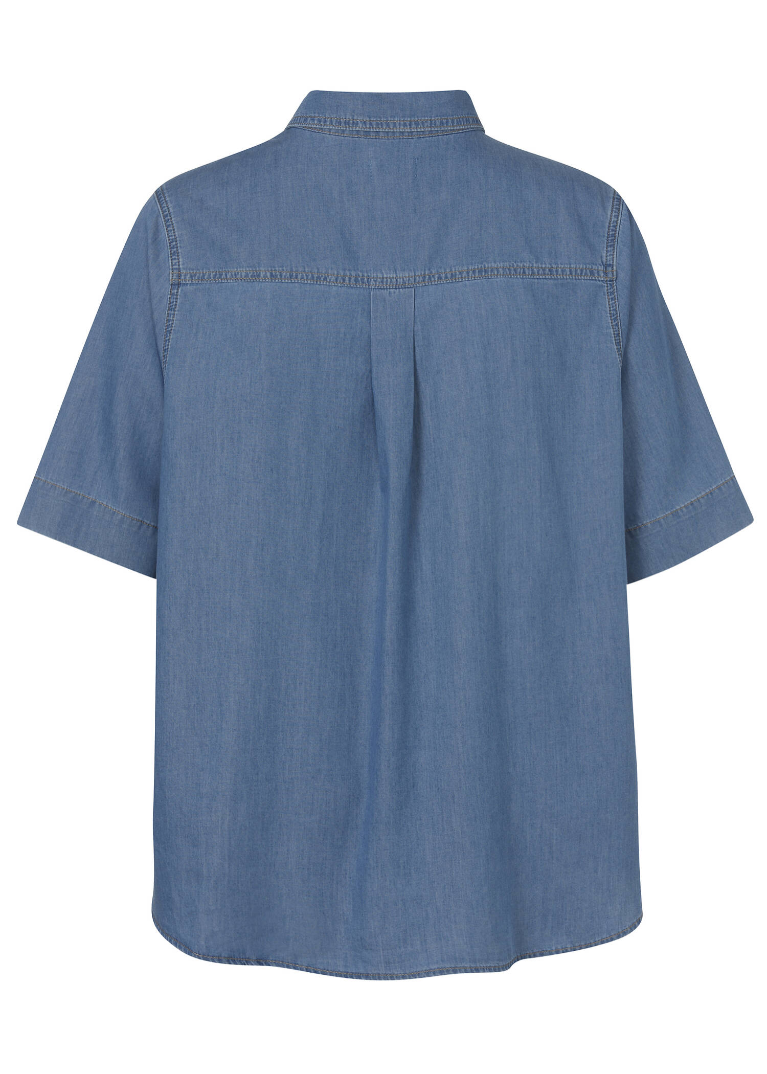 Halbarm- Baumwollbluse Jeans-Look / 