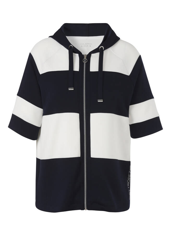 Scuba-Halbarm-Sweatjacke mit Kapuze Marine / Ecru / 
