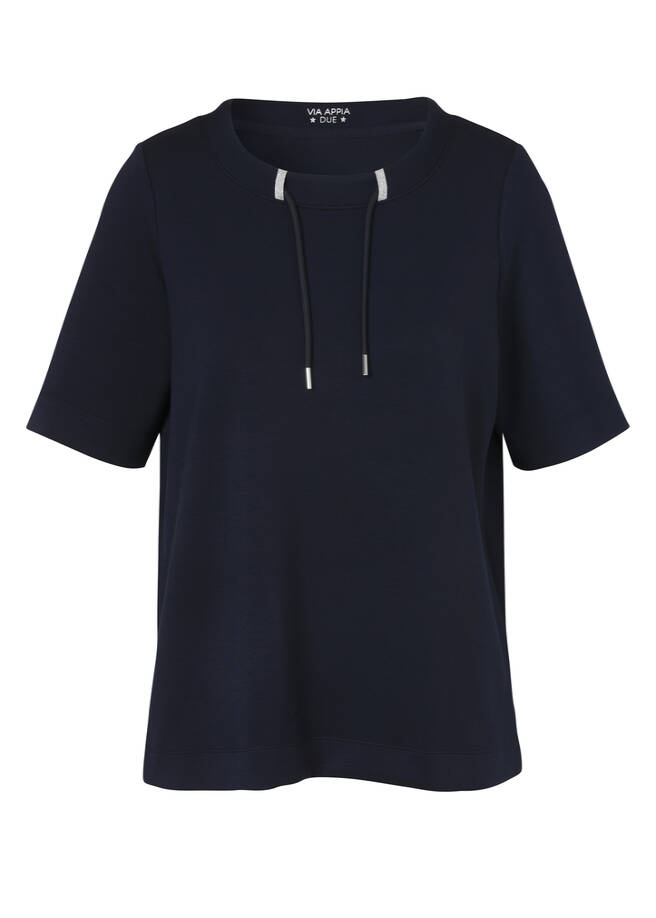 Halbarm-Sweatshirt Marine / Ecru marine Frontansicht