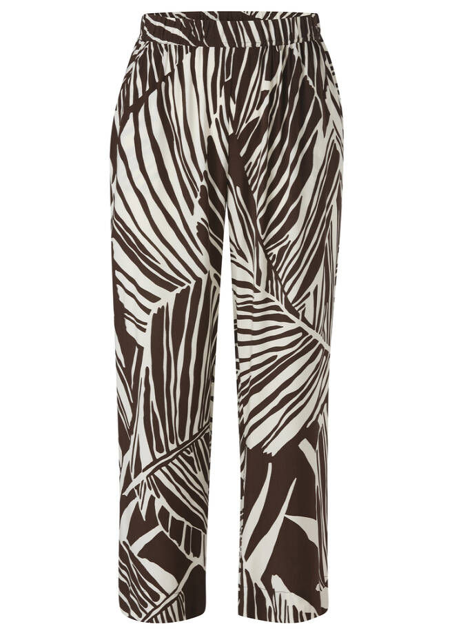 Luftige 7/8 Hose aus Viskose mocca / creme Frontansicht