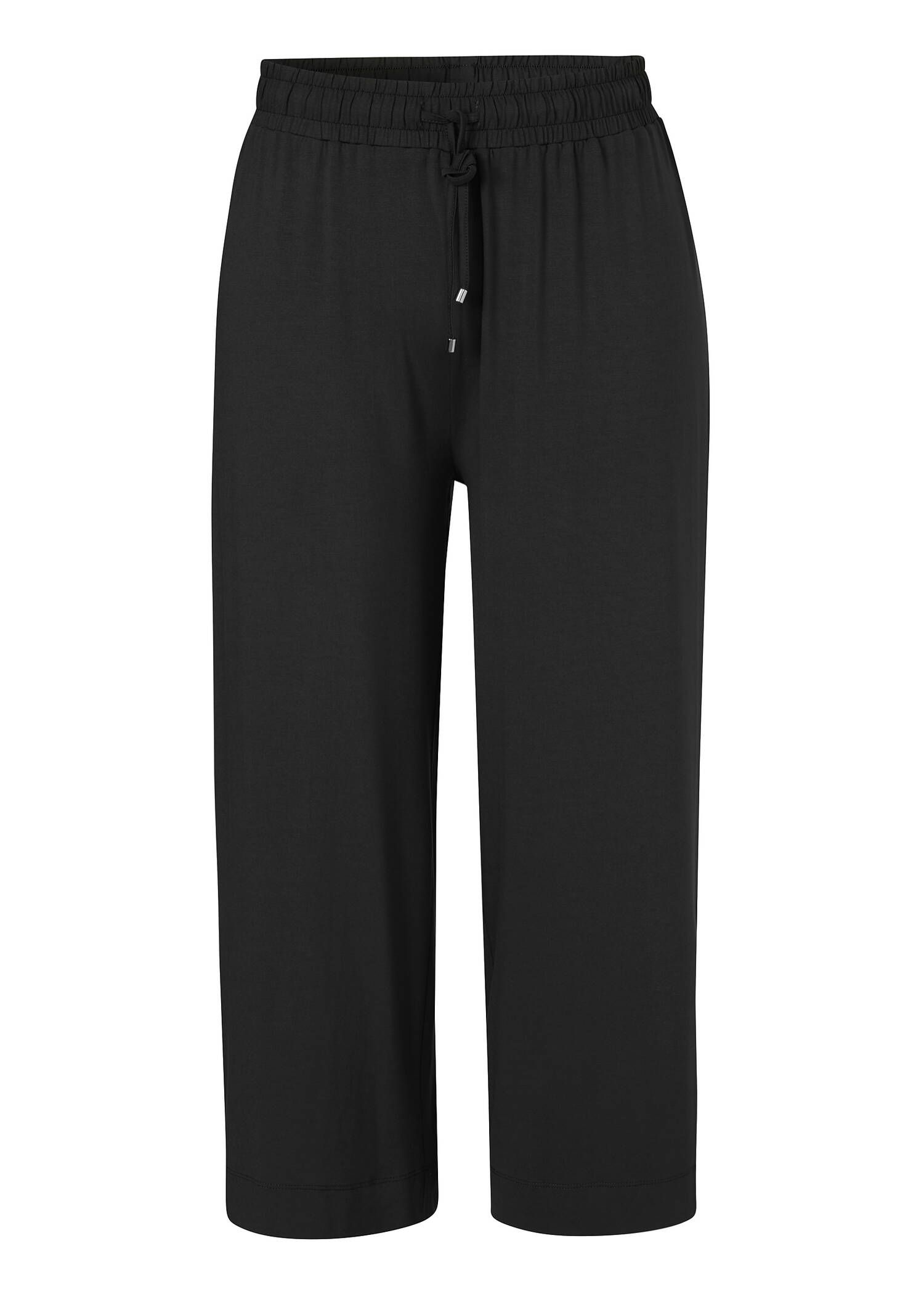 Leichte 7/8-Sommer-Hose Schwarz, weites Bein /
