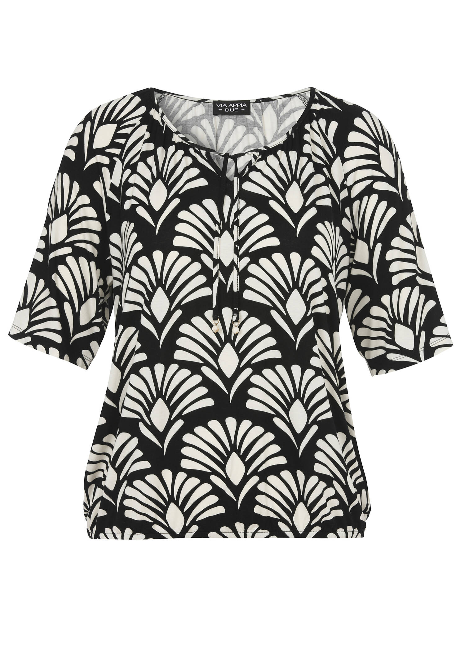 Chices Bicolor Print-T-Shirt mit Gummizugsaum /