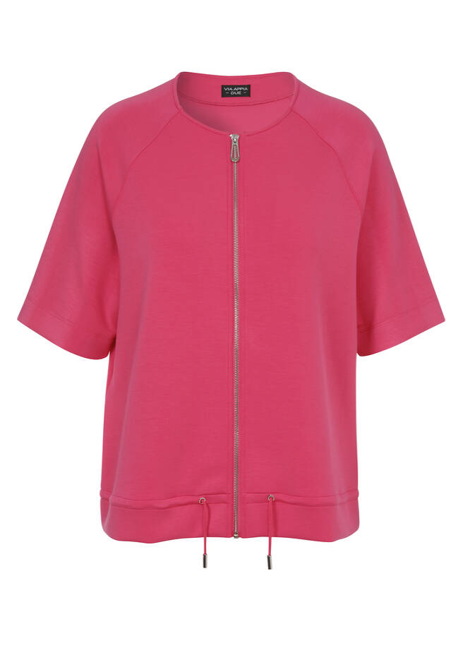 Sommerliche Halbarm-Sweatjacke mit Zipper flamingo Frontansicht