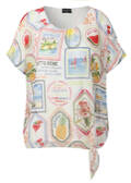 Allover-Print-Bluse mit überschnittenen Schultern / 
