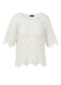 Femininer Ajour 1/2-Arm Baumwoll-Pullover /