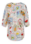 Leichte Bluse mit V-Ausschnitt und grafischem Muster / 